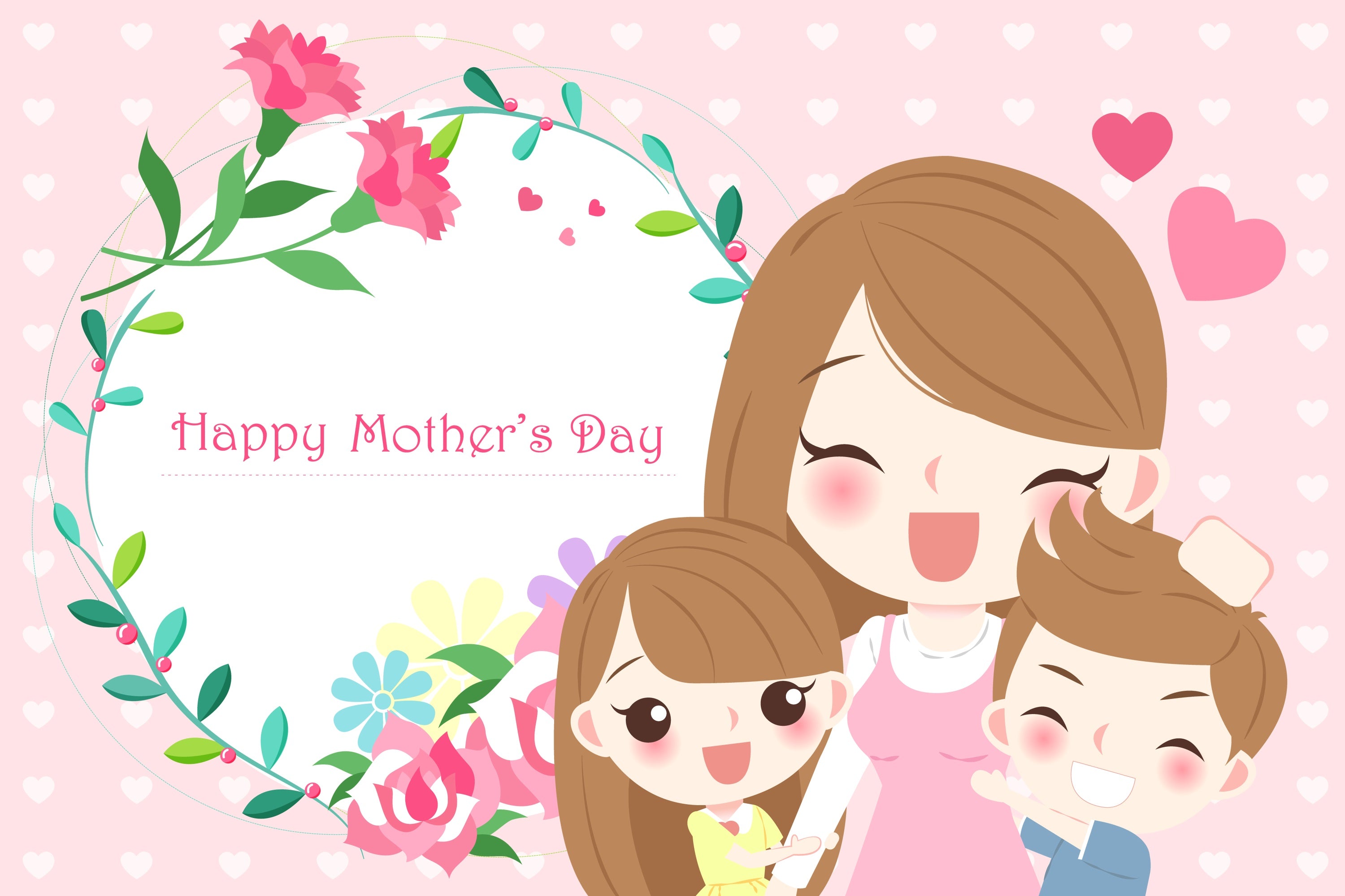 Mothers Day Backdrops Cheerful Cartoon Celebration Custom Backdrop CJJ3-173