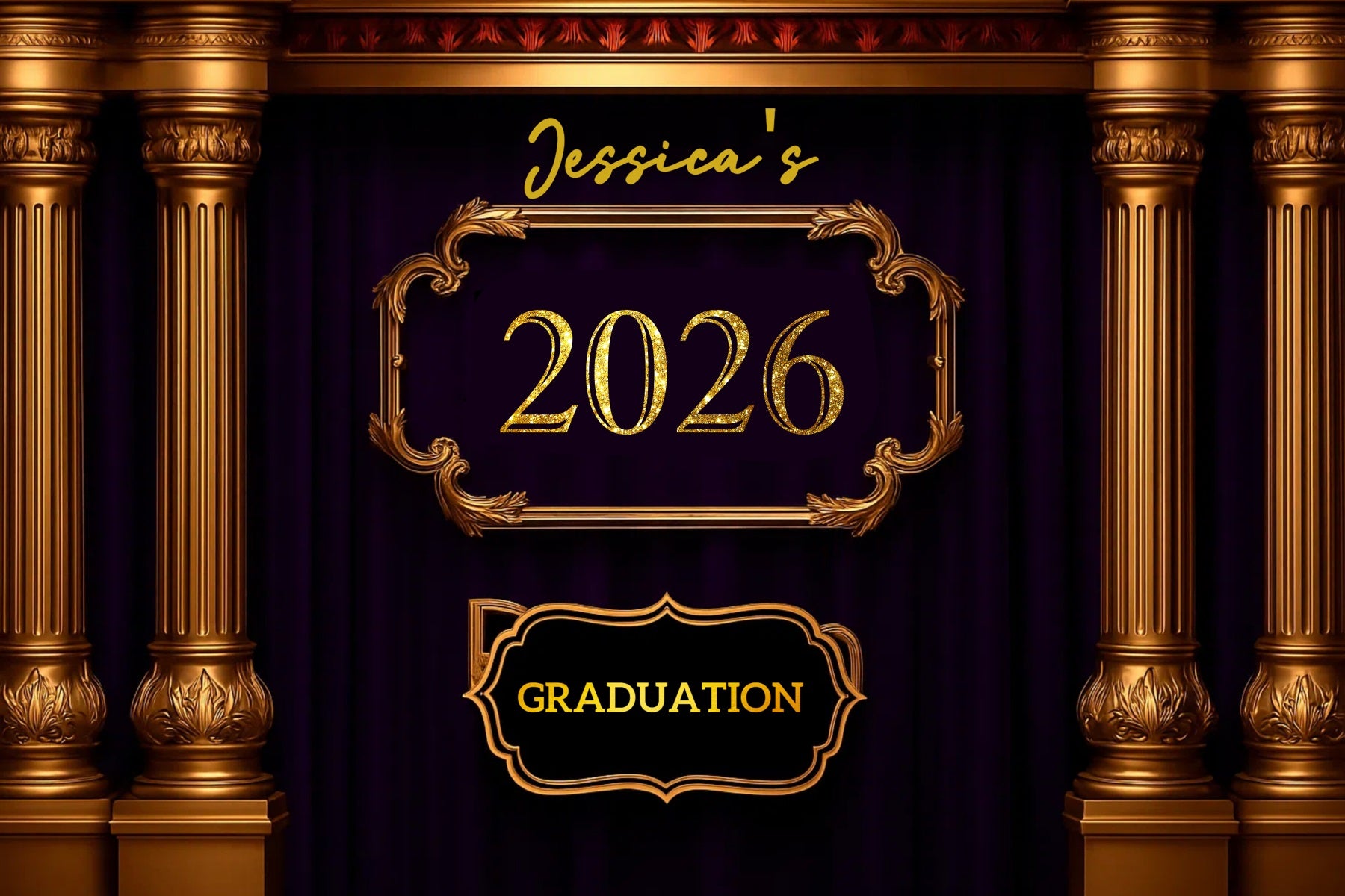 2026 Graduation Backdrop Classic Royal Decor Personalised Party Graduation Backdrop CJJ3-282