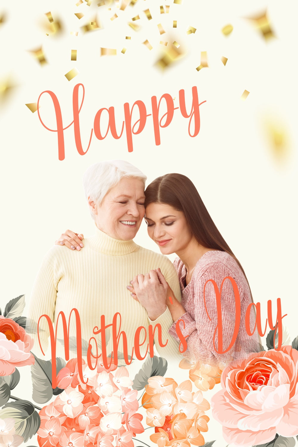 Mothers Day Photo Backdrop Golden Confetti Flower Custom Backdrop CJJ3-86