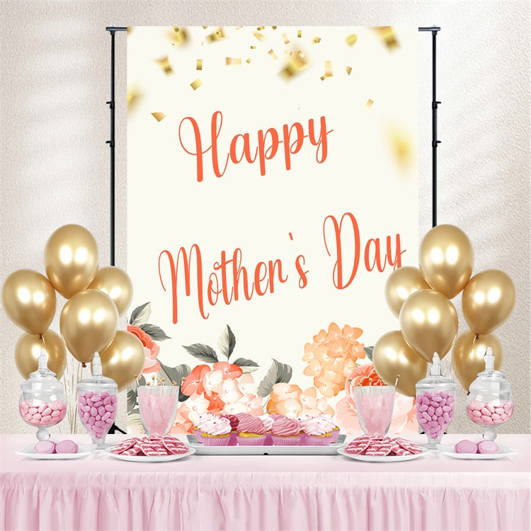 Mothers Day Photo Backdrop Golden Confetti Flower Custom Backdrop CJJ3-86