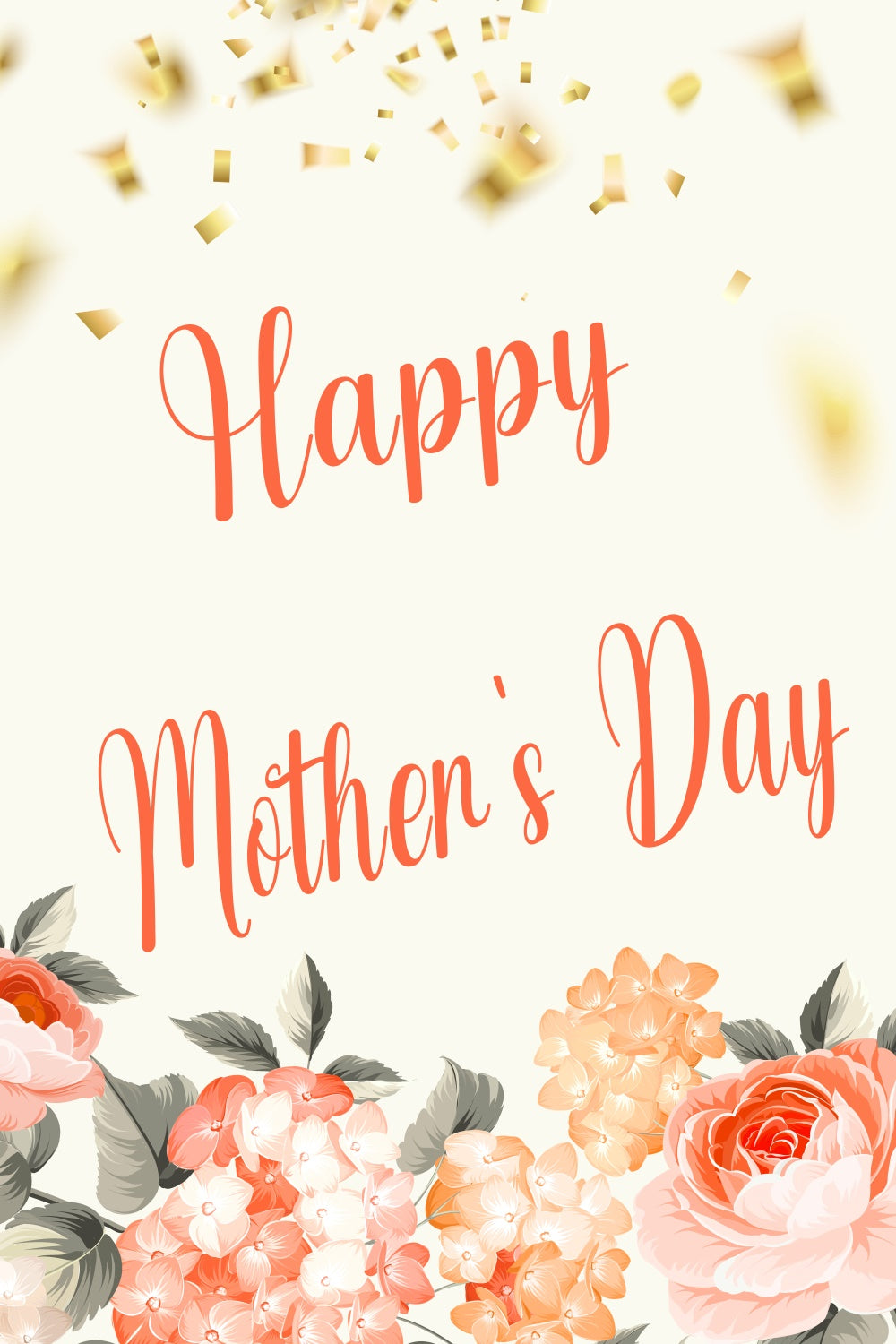 Mothers Day Photo Backdrop Golden Confetti Flower Custom Backdrop CJJ3-86