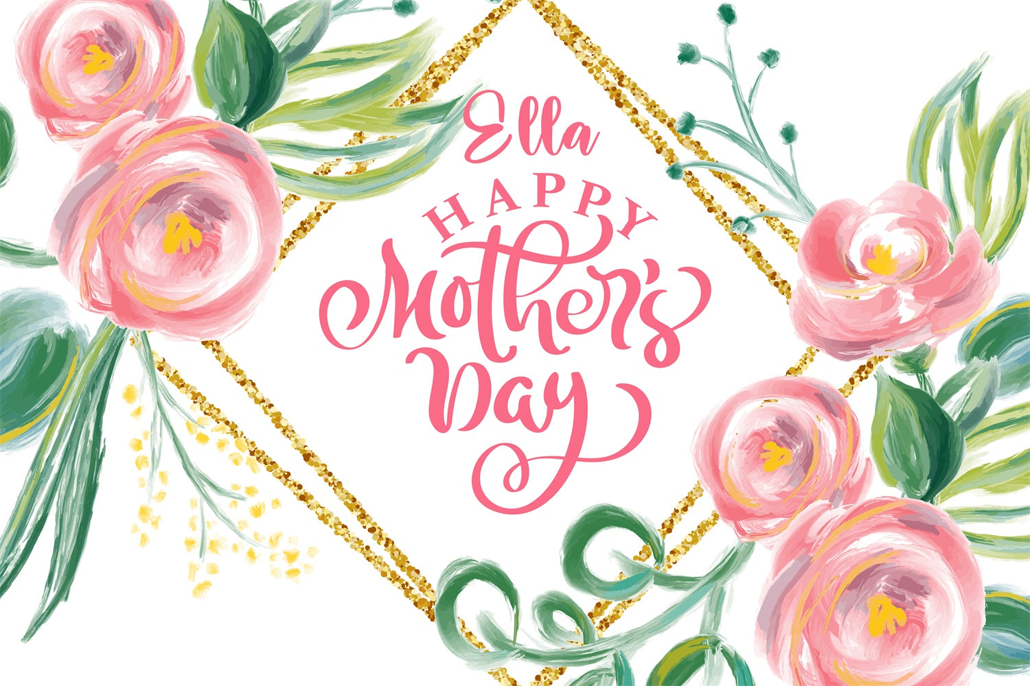 Mothers Day Backdrops Graceful Watercolor Rose Custom Backdrop CJJ3-98