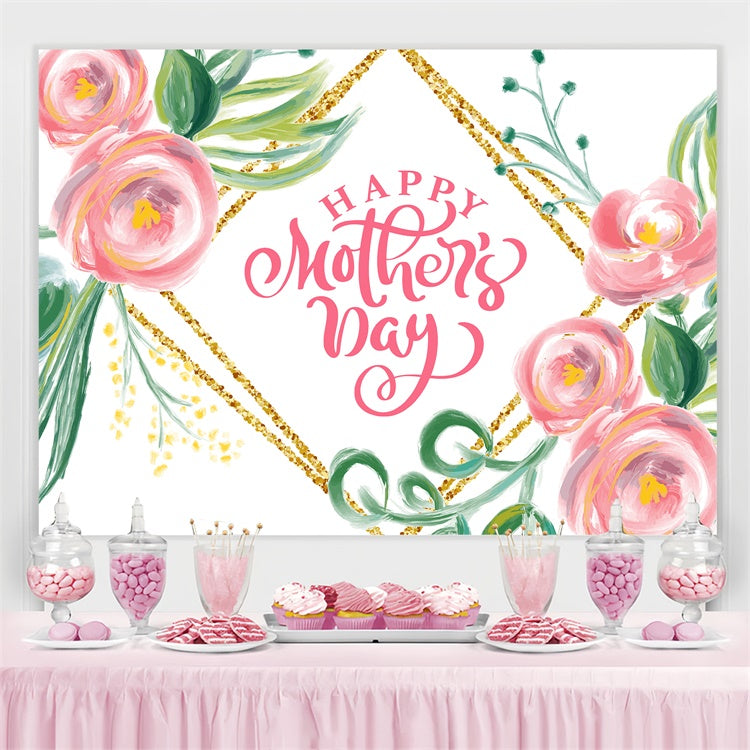 Mothers Day Backdrops Graceful Watercolor Rose Custom Backdrop CJJ3-98