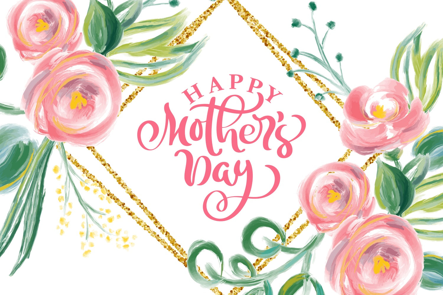 Mothers Day Backdrops Graceful Watercolor Rose Custom Backdrop CJJ3-98