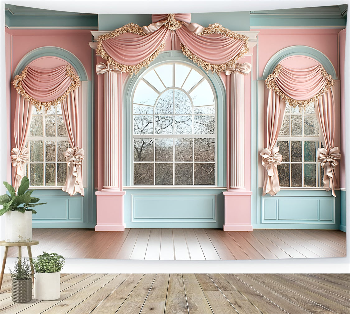 Vintage Wall Backdrop Romantic Pastel Draped Window Backdrop CSH2-272