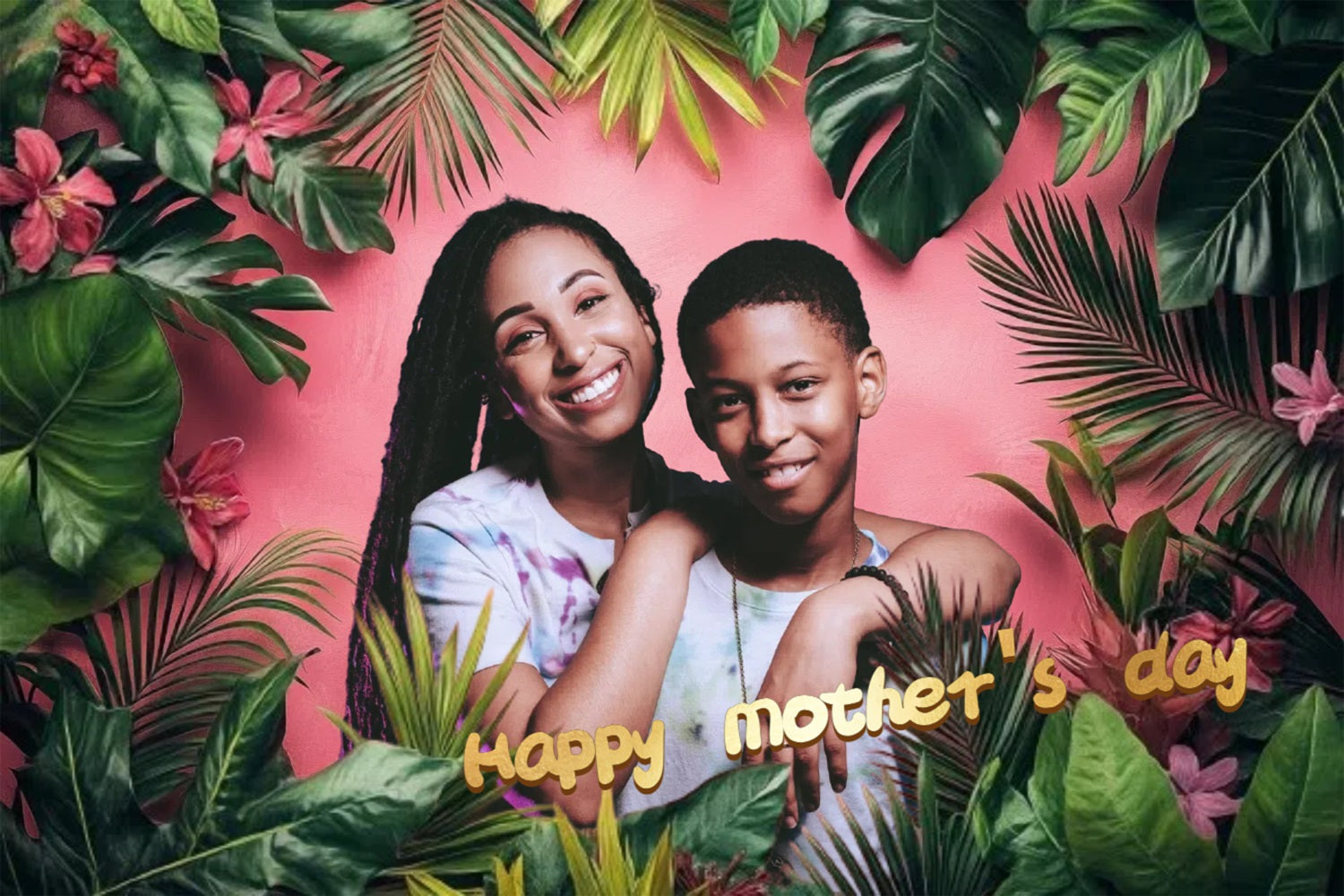 Mother's Day Photo Backdrop Tropical Palm Leaves Personalised Backdrop CSH3-141