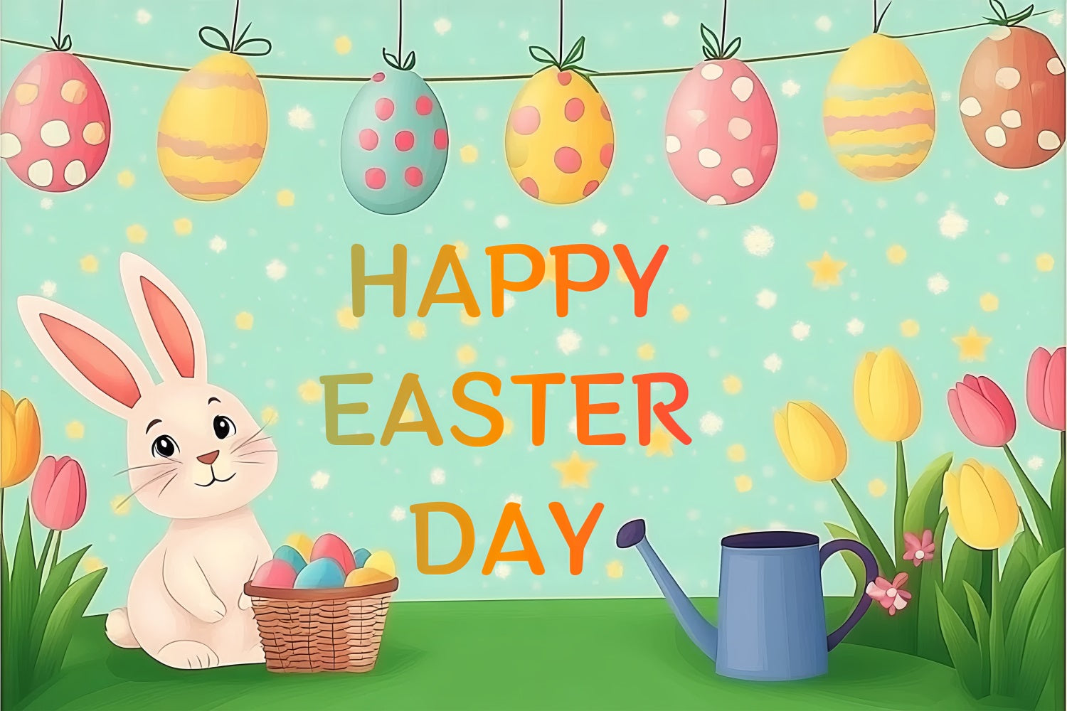 Backdrops For Easter Bunny Tulips Celebration Custom Backdrop CSH3-235