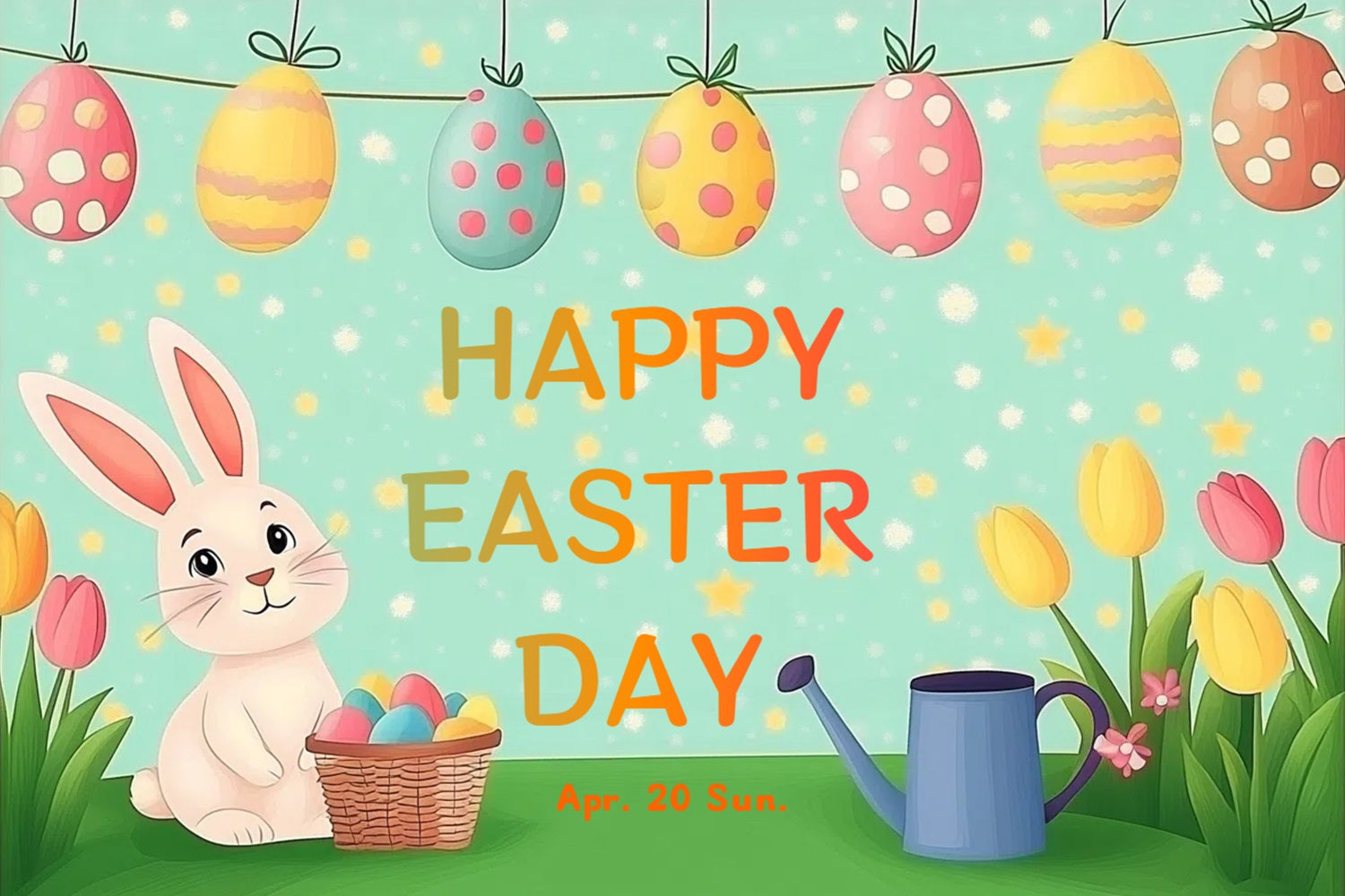 Backdrops For Easter Bunny Tulips Celebration Custom Backdrop CSH3-235