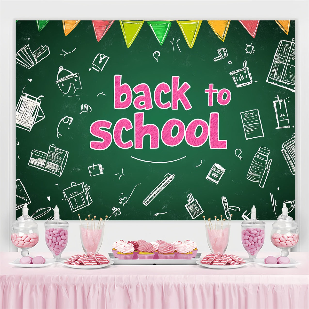 Back To School Backdrop Ideas Classic Green Chalkboard Backdrop CSH3-36