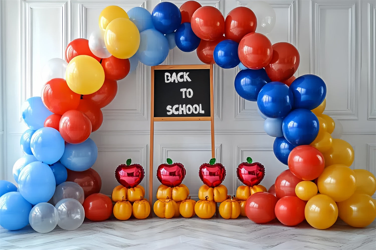 Back To School Photo Backdrop Classroom Balloon Arch Backdrop CSH3-37