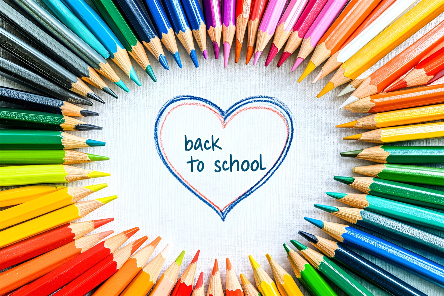 Back To School Picture Backdrop Heart-Shaped Color Pencil Backdrop CSH3-40