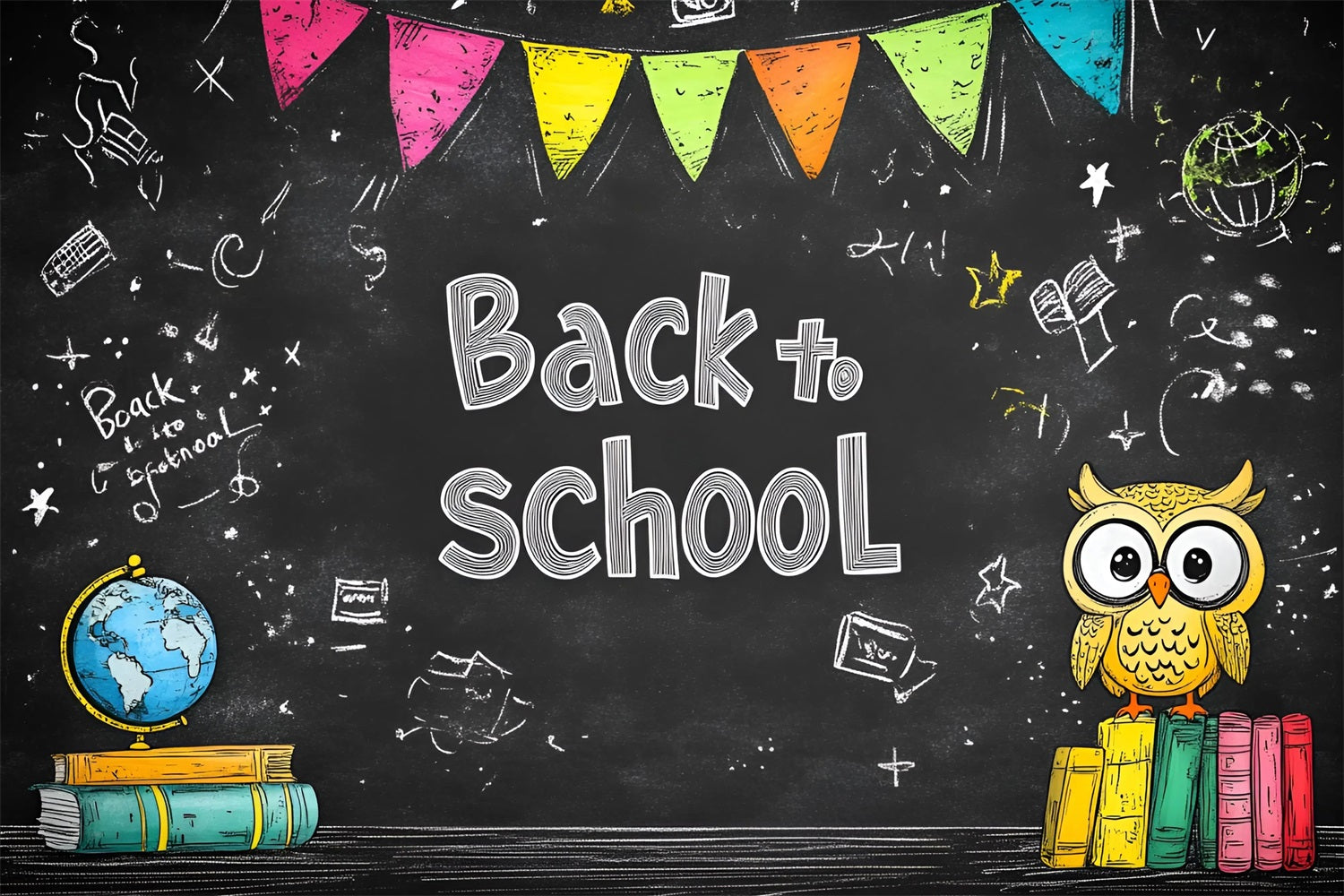 Backdrop Back To School Hand-Drawn Doodles Blackboard Backdrop CSH3-41