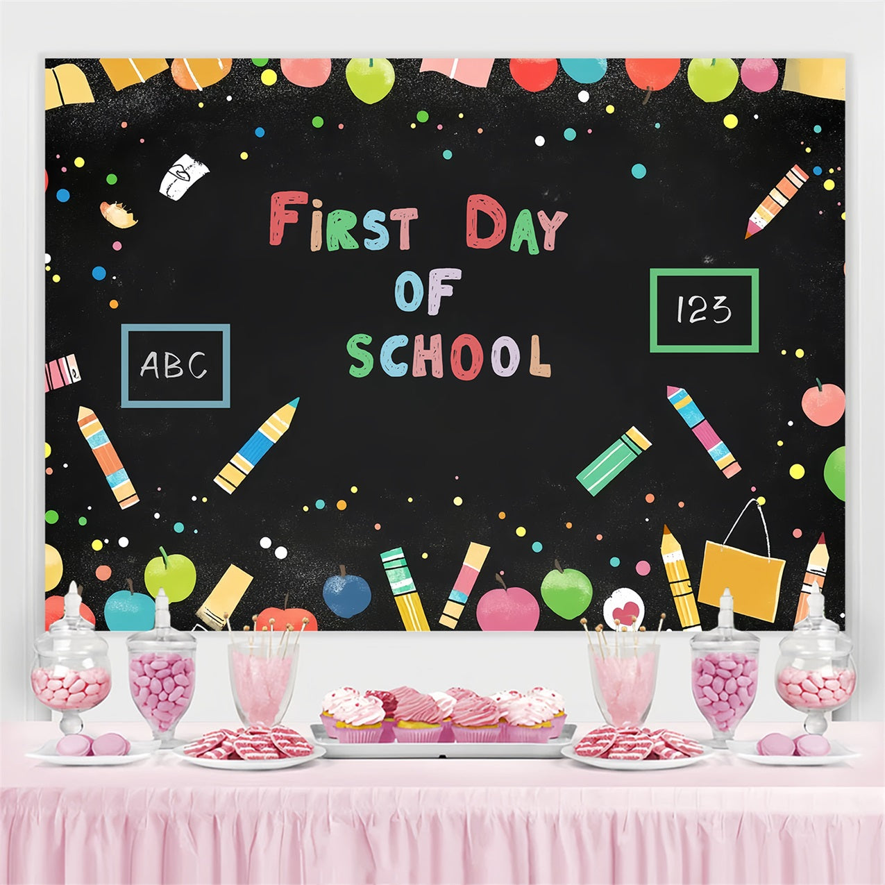 Back To School Backdrop Ideas Fun Blackboard Decoration Backdrop CSH3-42