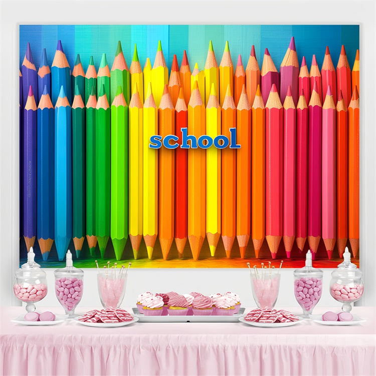 Back To School Picture Backdrop Rainbow Color Pencil Backdrop CSH3-43