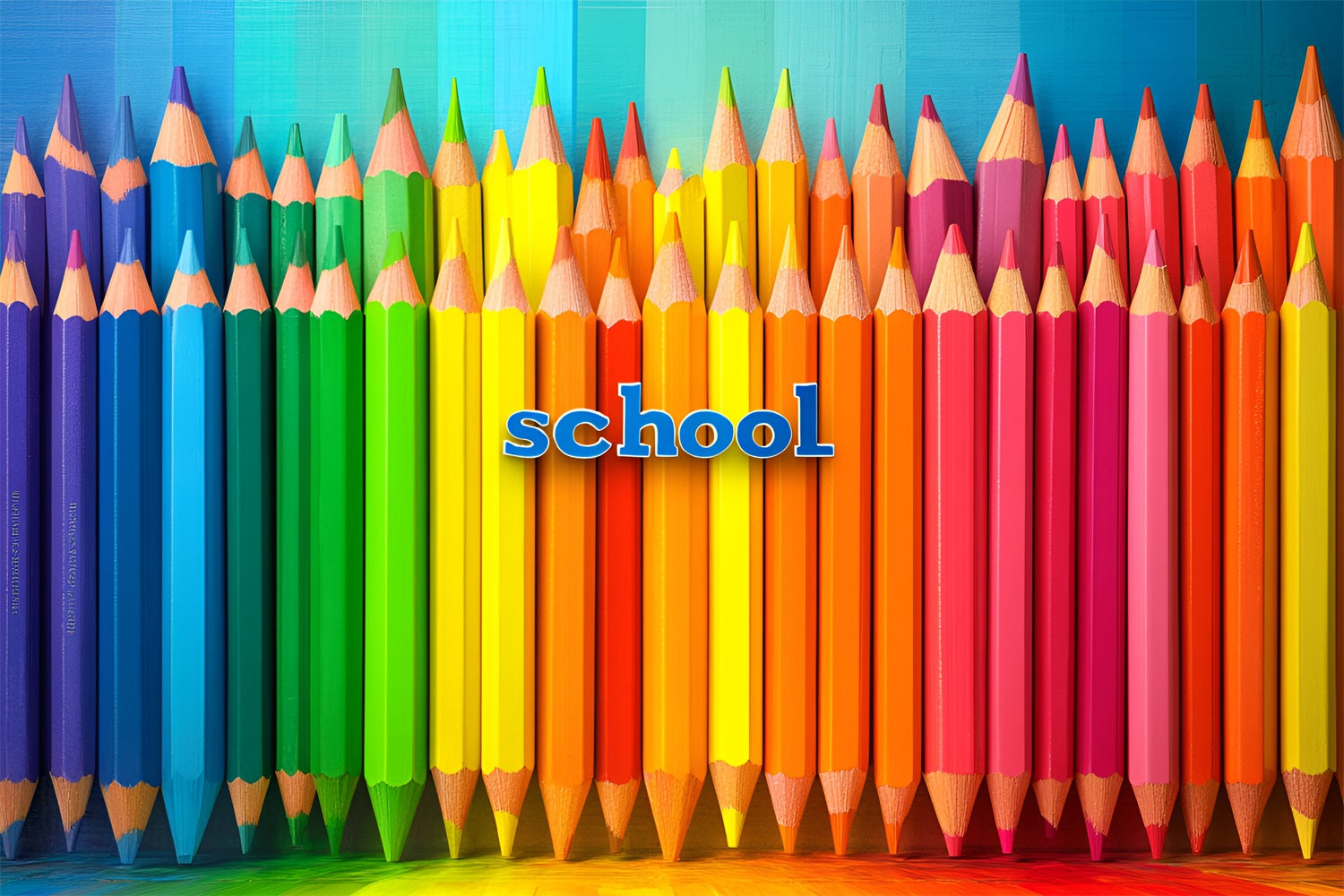 Back To School Picture Backdrop Rainbow Color Pencil Backdrop CSH3-43