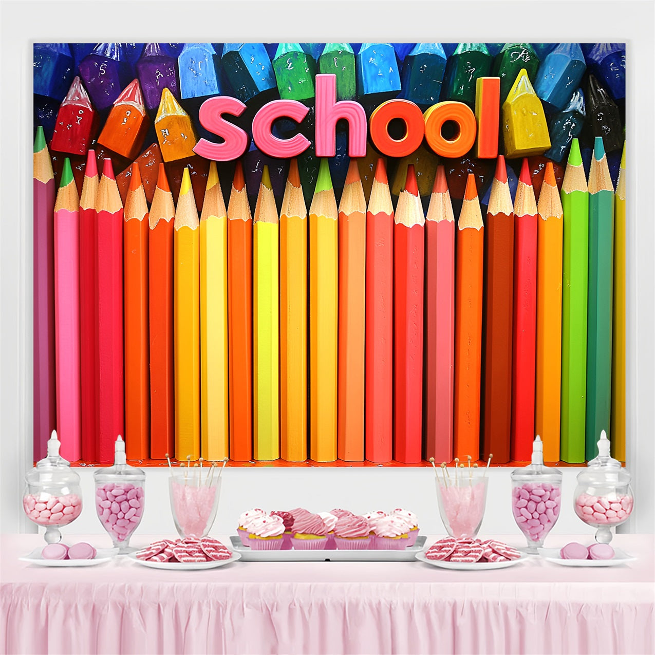 Backdrop For Back To School Art School Pencil Theme Backdrop CSH3-44