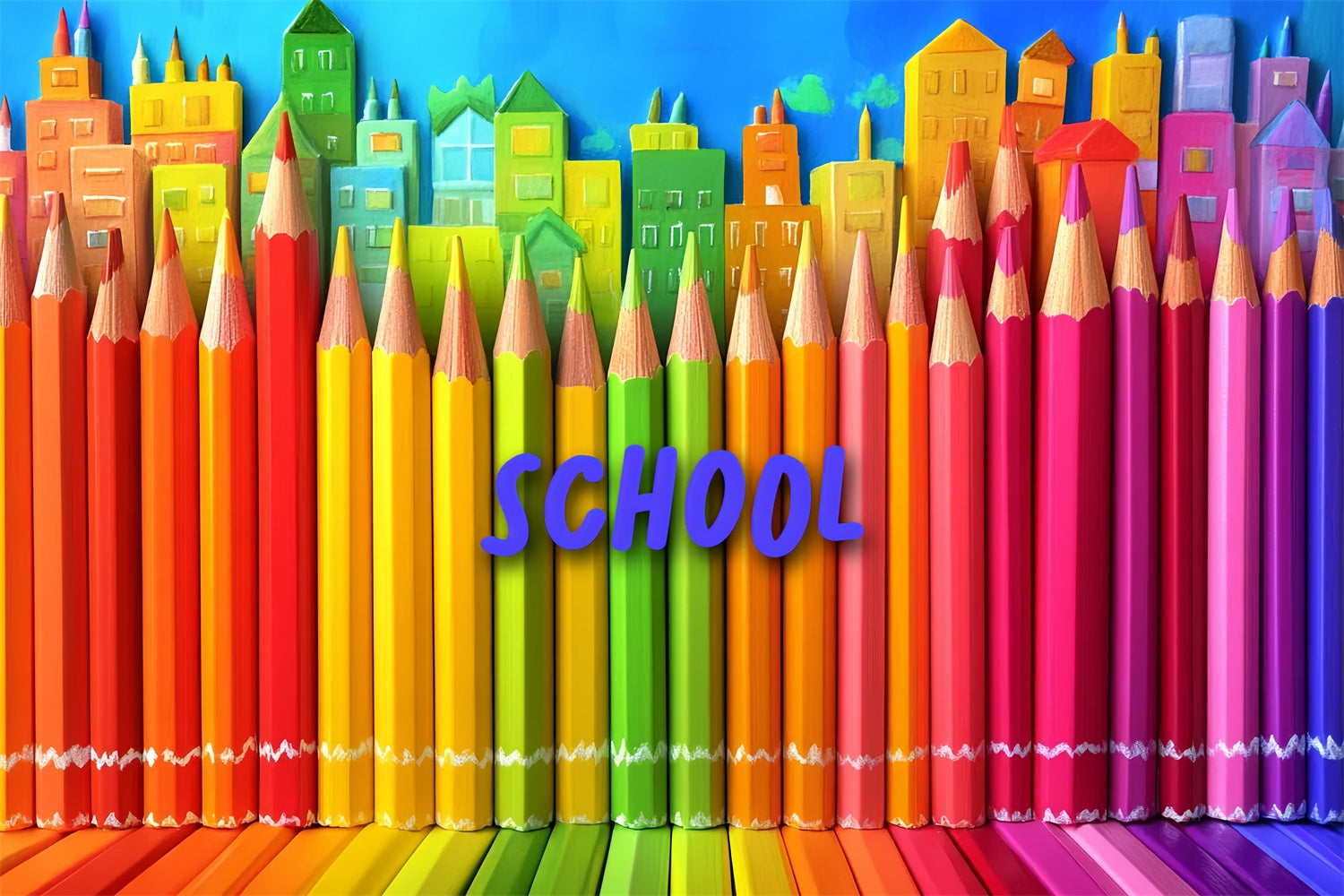 Back To School Photo Backdrop Urban Art Colorful Pencil Backdrop CSH3-45