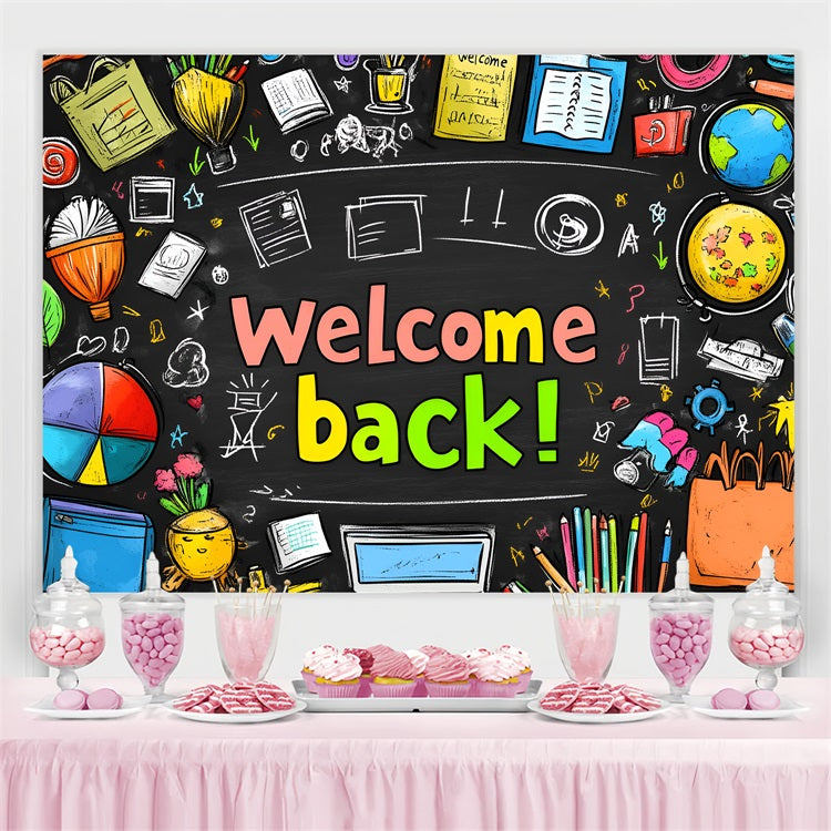 Backdrop For Back To School Creative Doodle Blackboard Backdrop CSH3-48