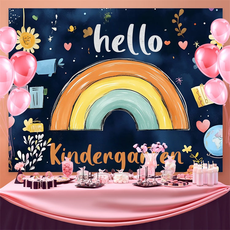 Back To School Photo Backdrop Dreamy Rainbow Preschool Backdrop CSH3-53