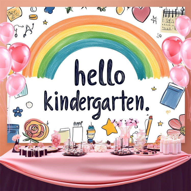 Back To School Backdrop Playful Watercolor Kindergarten Backdrop CSH3-54