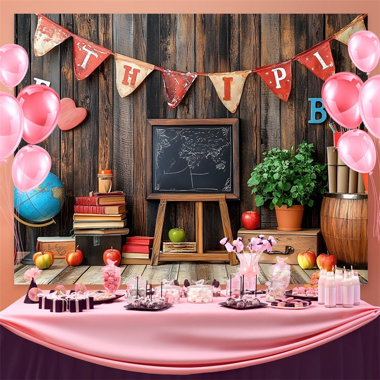 Back To School Picture Backdrop Vintage Wooden Classroom Backdrop CSH3-57