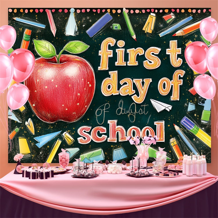 Back To School Picture Backdrop Apple Chalk Art Backdrop CSH3-71