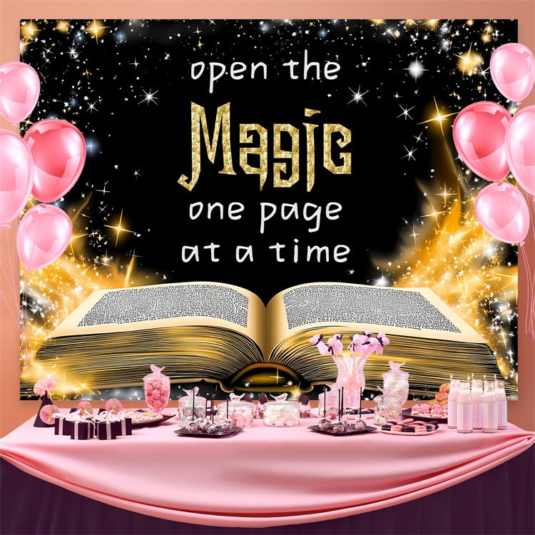 Back To School Photo Backdrop Mystical Sparkling Book Backdrop CSH3-72