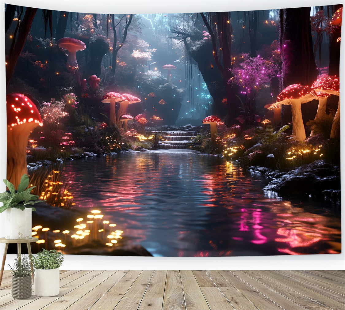 Forest Backdrop Sparkling Mushroom Trail Creek Backdrop CSH4-108