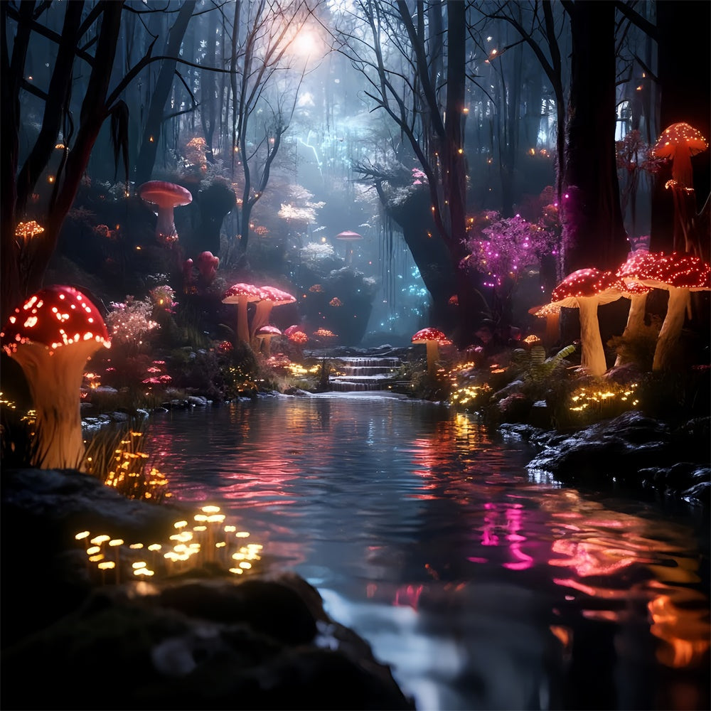 Forest Backdrop Sparkling Mushroom Trail Creek Backdrop CSH4-108