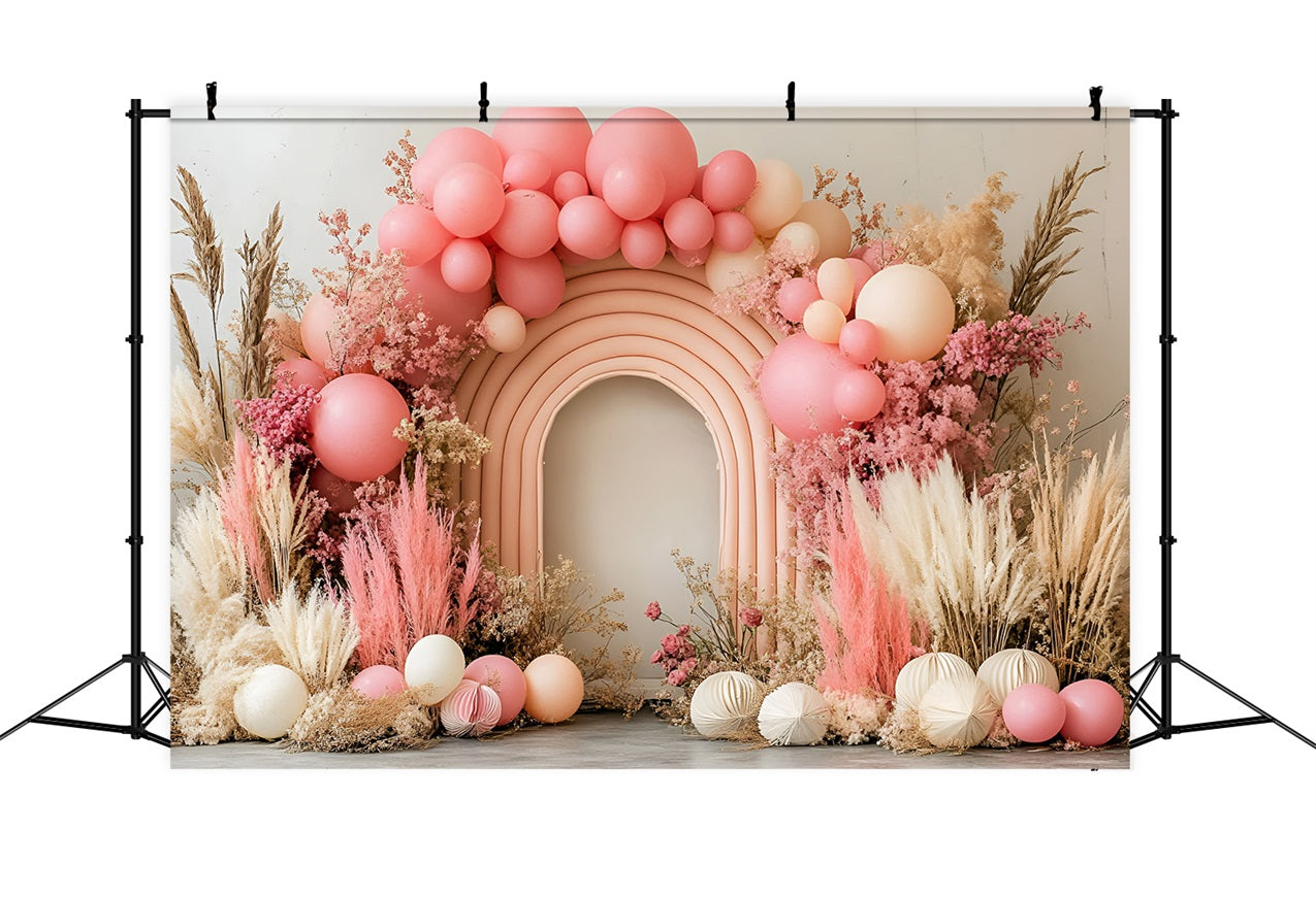 Boho Backdrop Arch Dried Floral Balloon Backdrop CSH4-124