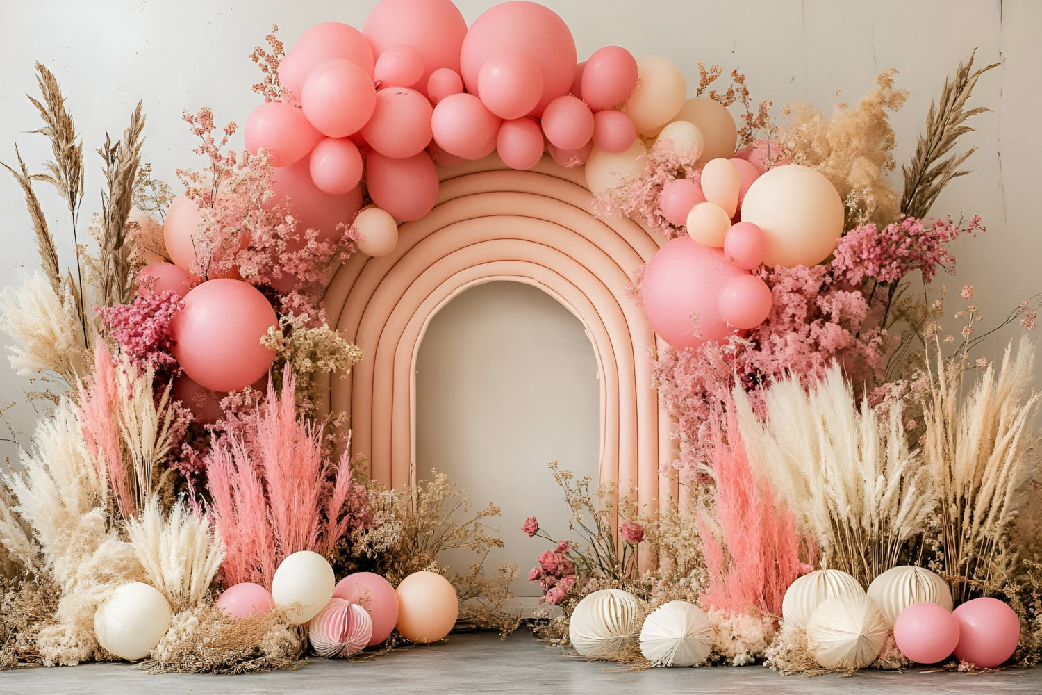 Boho Backdrop Arch Dried Floral Balloon Backdrop CSH4-124