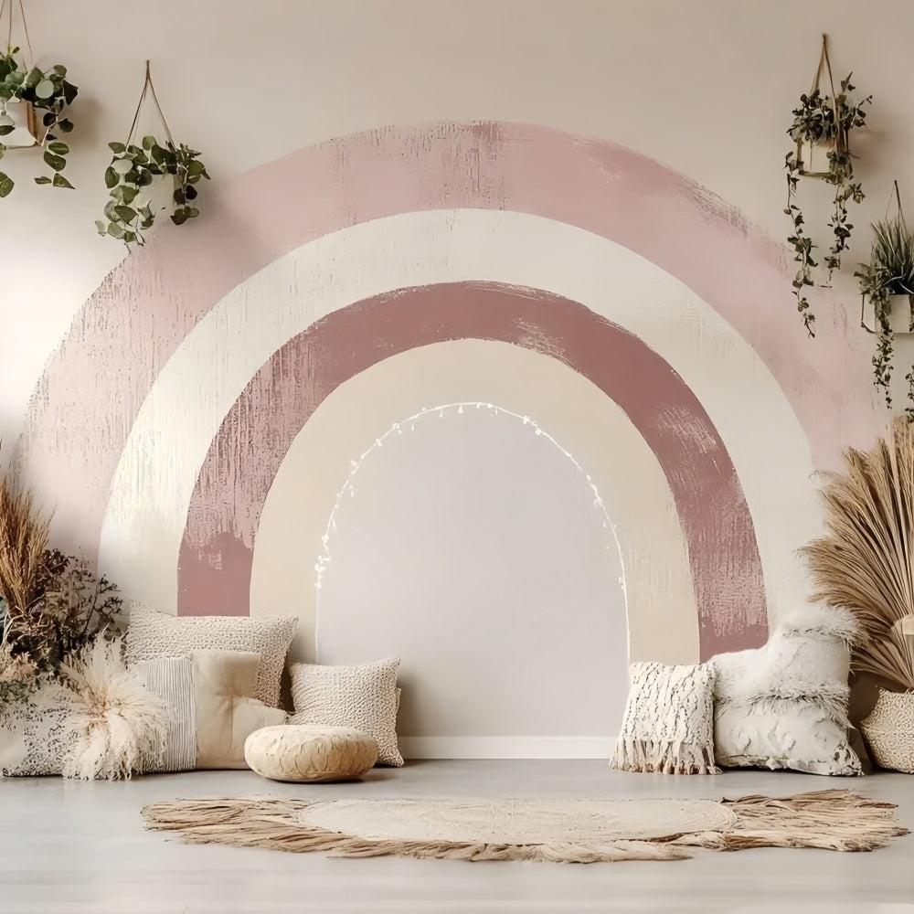 Boho Backdrop Ideas Arched Mural Pampas Backdrop CSH4-128