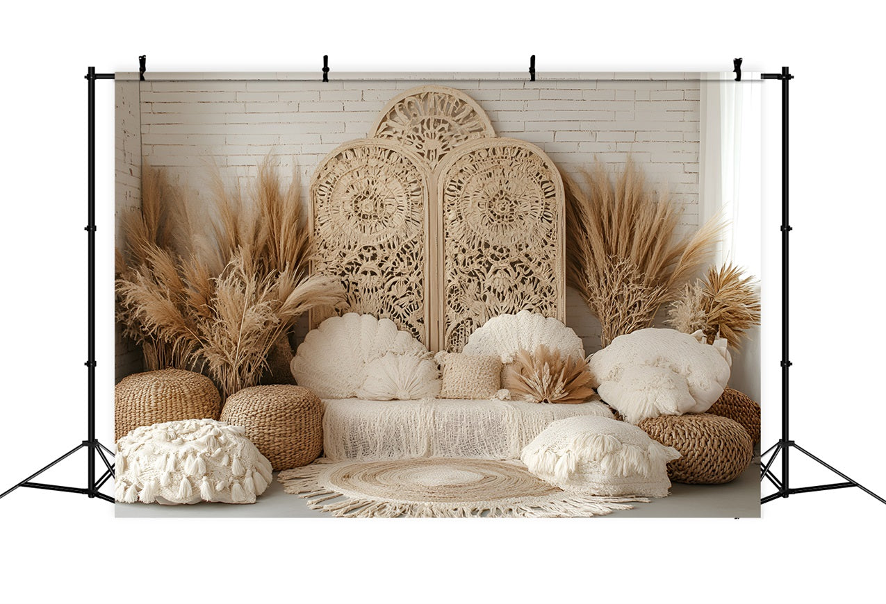 Boho Photo Backdrop Macrame Pampas Decor Backdrop CSH4-130