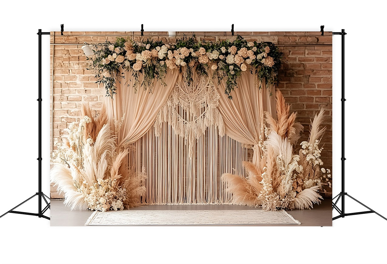 Bohemian Backdrop Macrame Pampas Garden Backdrop CSH4-133
