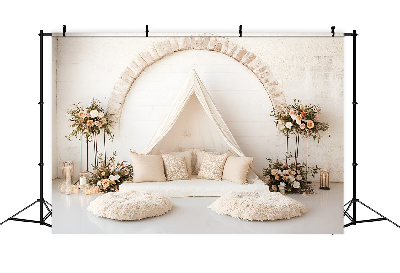 Boho Arch Backdrop Floral Tent Arch Backdrop CSH4-134