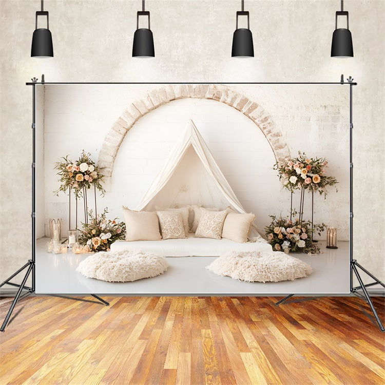 Boho Arch Backdrop Floral Tent Arch Backdrop CSH4-134