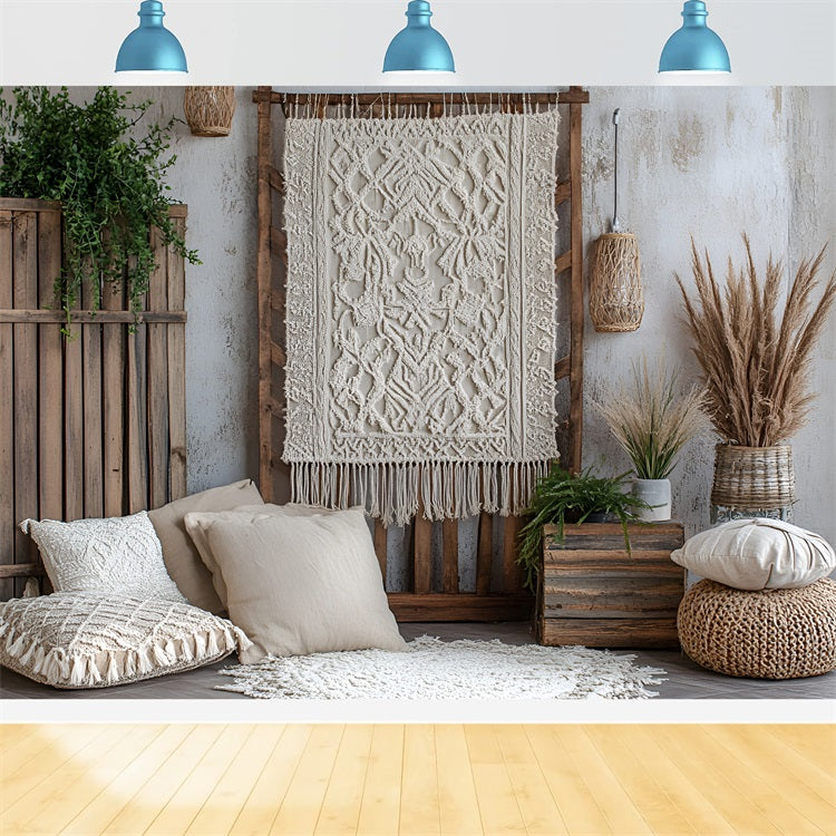 Boho Backdrop Ideas Macrame Wall Wooden Crates Backdrop CSH4-135