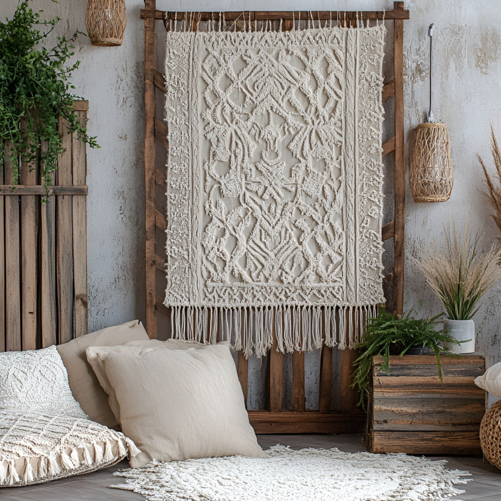 Boho Backdrop Ideas Macrame Wall Wooden Crates Backdrop CSH4-135