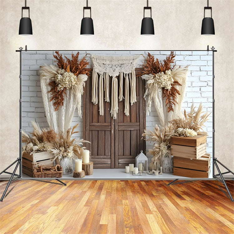 Boho Backdrop Ideas Dried Floral Wood Door Backdrop CSH4-142