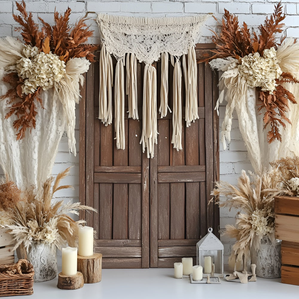Boho Backdrop Ideas Dried Floral Wood Door Backdrop CSH4-142