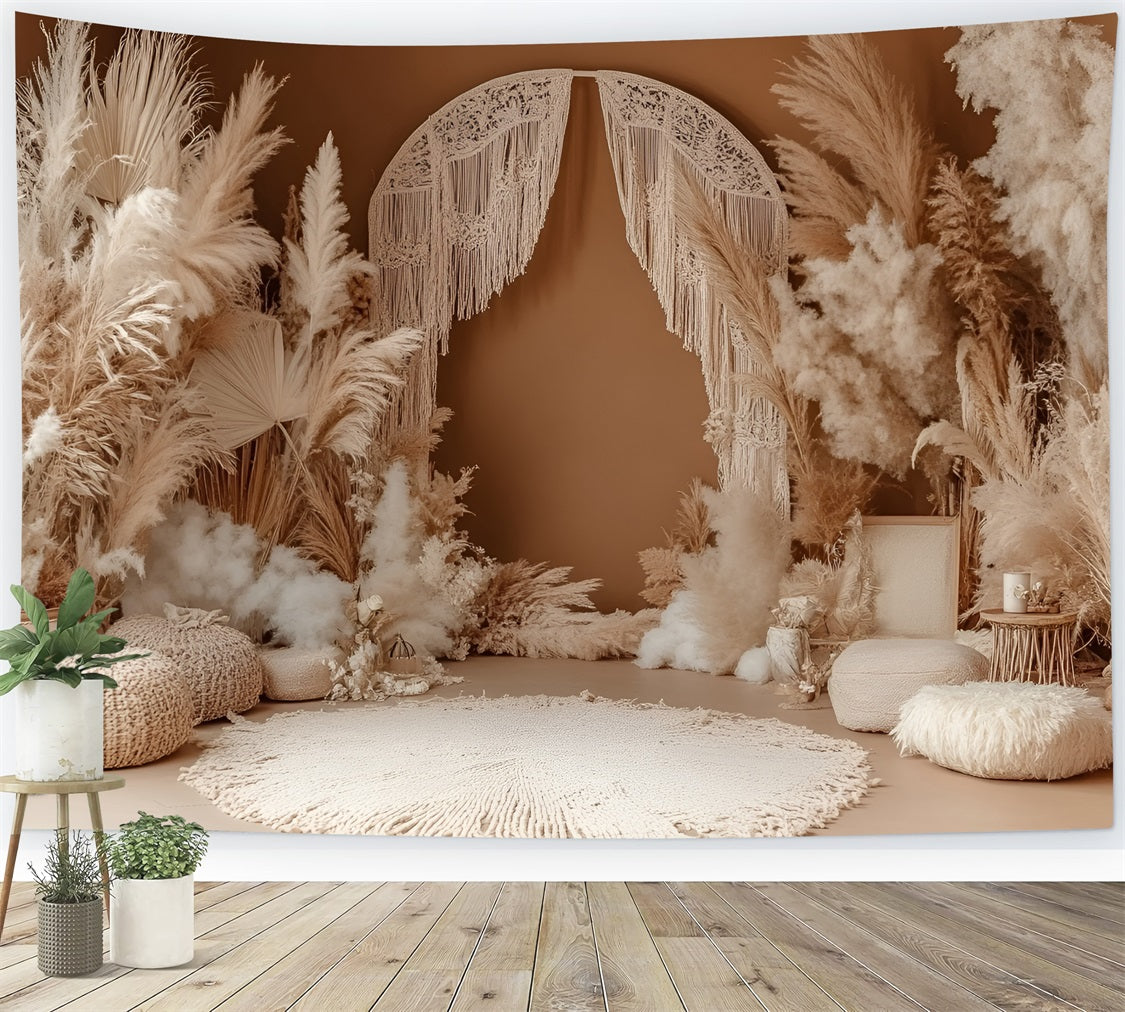 Boho Photo Backdrop Drape Macrame Arch Pampas Backdrop CSH4-145