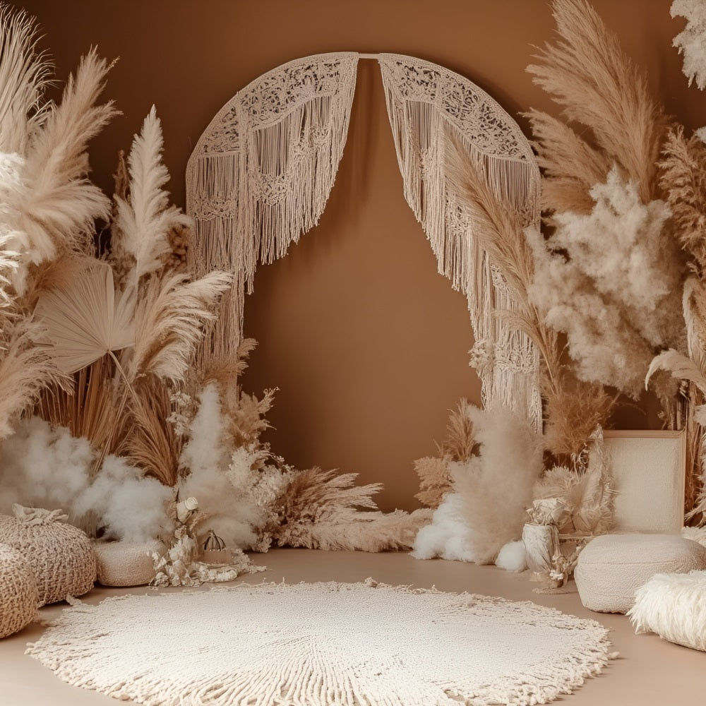 Boho Photo Backdrop Drape Macrame Arch Pampas Backdrop CSH4-145