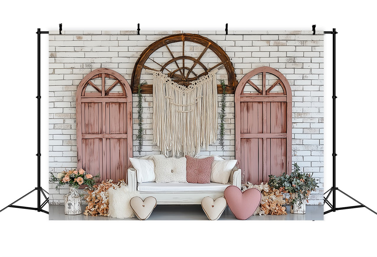 Boho Photography Backdrop Arch Window Sofa Love Backdrop CSH4-148