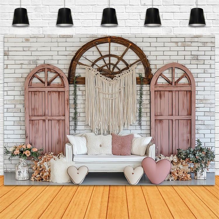 Boho Photography Backdrop Arch Window Sofa Love Backdrop CSH4-148