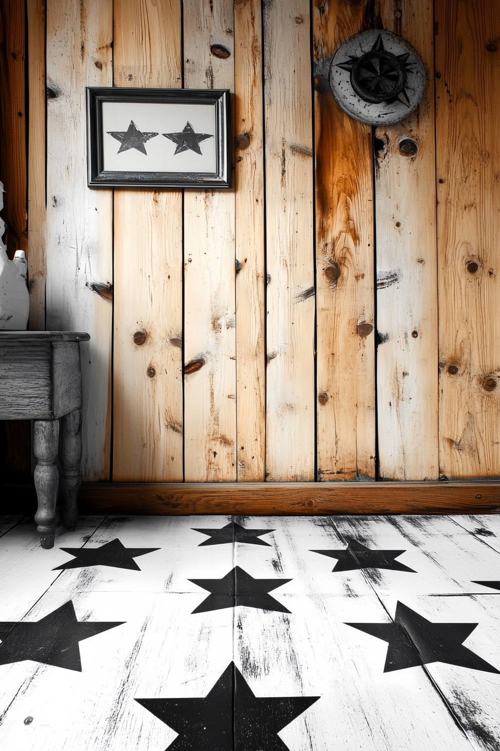 Portrait Photography Backdrops Cozy Wood Star Room Backdrop CSH4-175