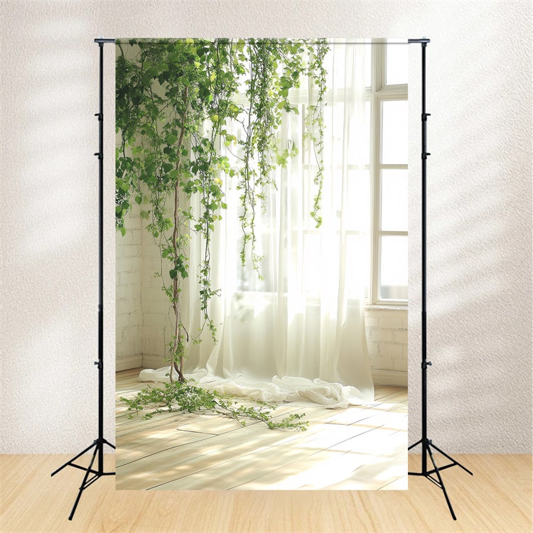 Portrait Studio Backdrops Green Vines Soft Curtain Backdrop CSH4-184