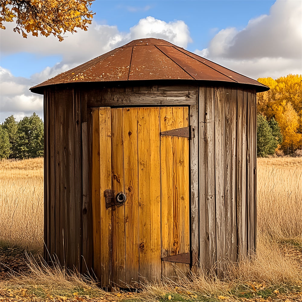 Wooden Barn Backdrop Countryside Autumn Round Backdrop CSH4-208
