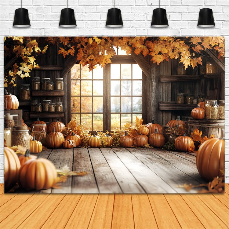 Rustic Barn Backdrop Autumn Pumpkins Backdrop CSH4-229