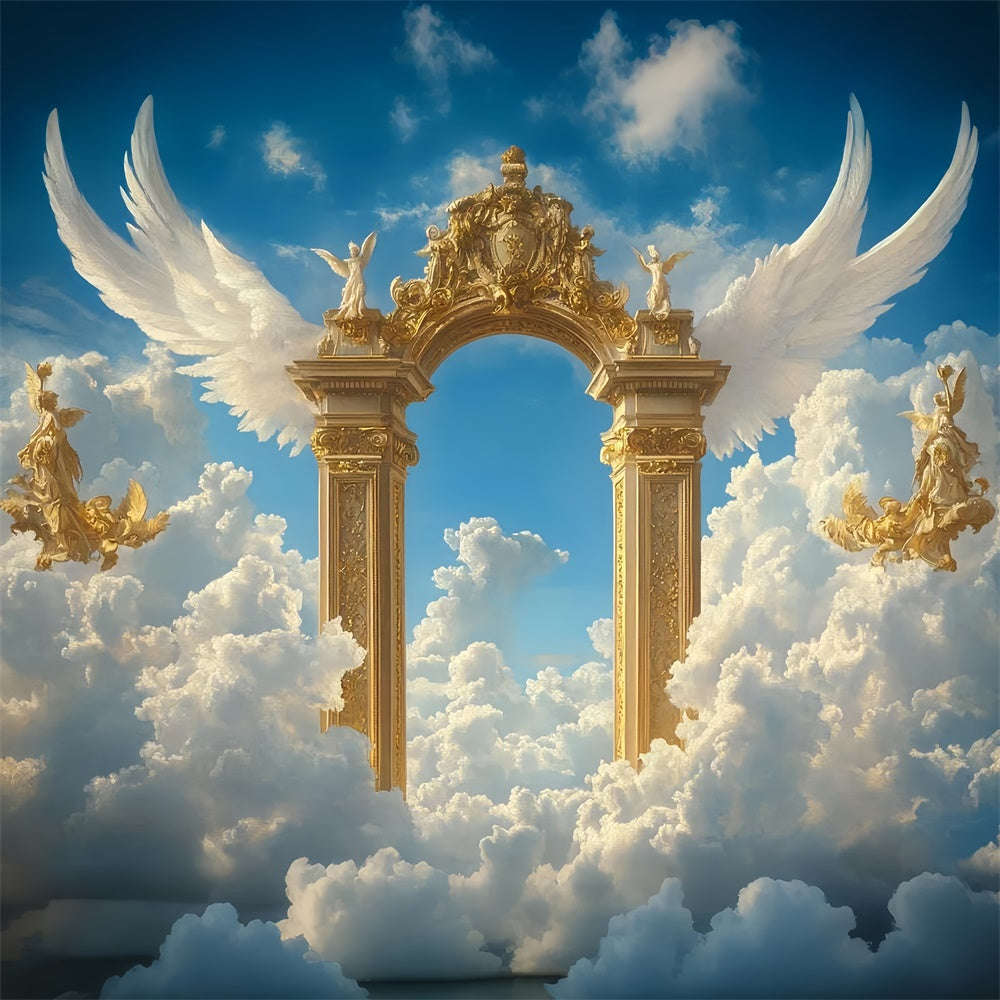 Sky Backdrop Clouds Heaven Gate Angel Wing Backdrop CSH4-243