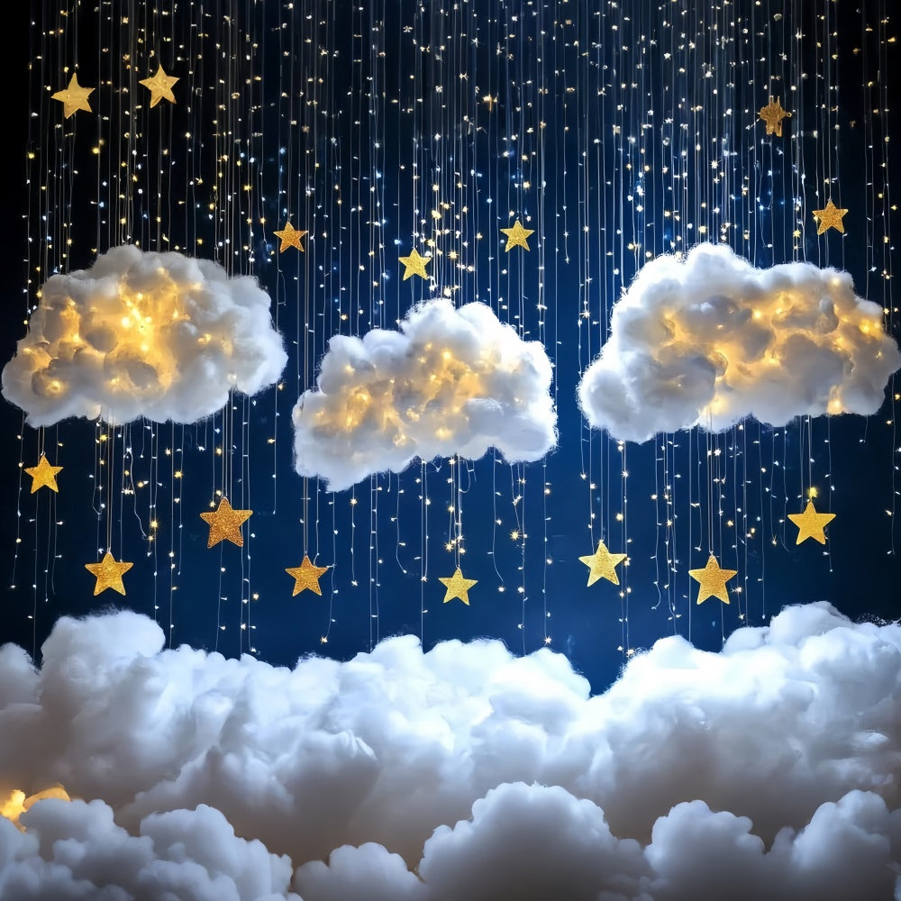 Clouds Photo Backdrop Twinkling Stars Puffy Cloud Backdrop CSH4-245